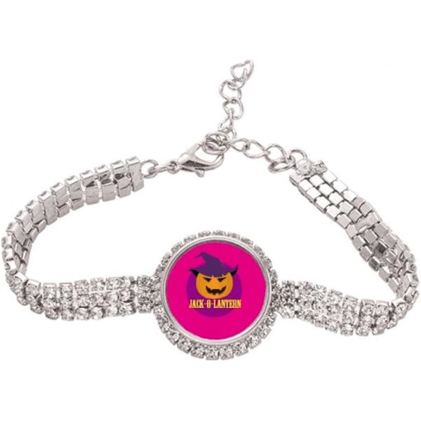 Halloween Happy Jack Pumpa Ljus Tennis Kedja Anklet Armband Diamant Smycken