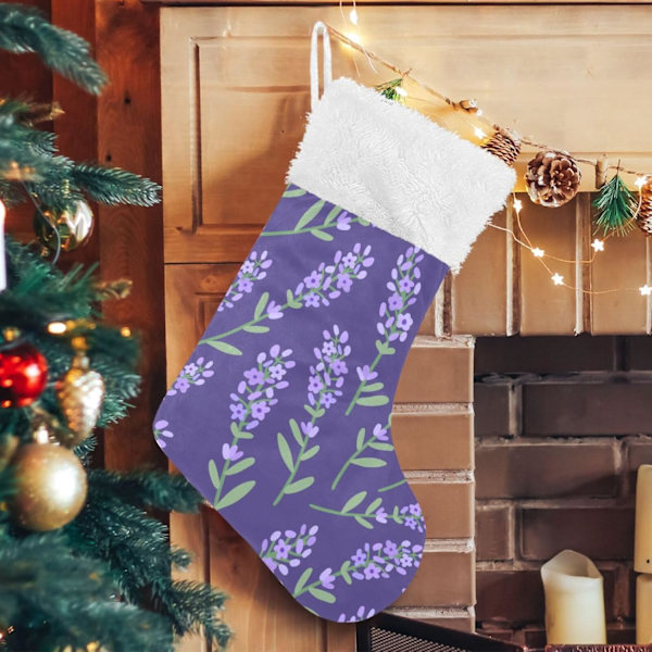 Julklapp, personliga julklappsstrumpor 2-pack Lavendel Lila 45,7 cm Julstrumpor Hängande Ornament Kamin för träddekoration 17.