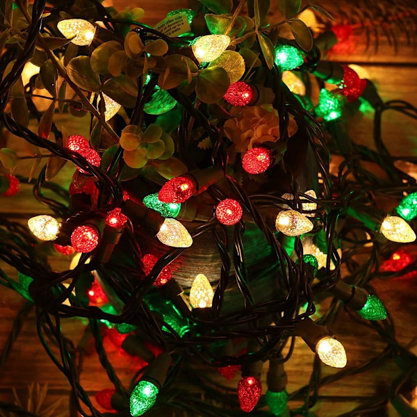 LED utendørs lysslynge flerfarget glass C3 lys 50 stk julelys ETL-sertifisert for innendørs og utendørs bruk. for juletreferie rød