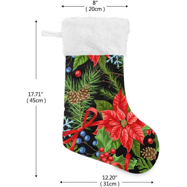 Julklapp, personliga julklappsstrumpor 2-pack Vinter Julstjärna 45,7 cm Julstrumpor Hängande Ornament Eldstad för Träddekoration