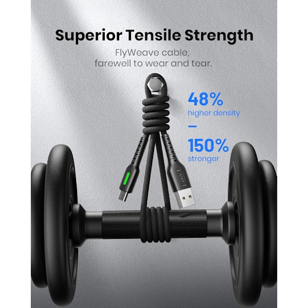 USB C-kabel, [3-pak 3.1A] Qc 3.0 Type C-oplader Hurtig