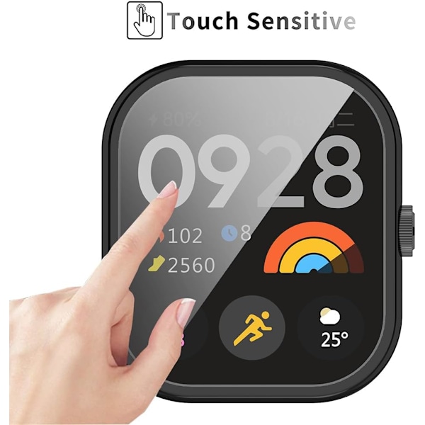 [2 Delar] Skal Kompatibelt med Xiaomi Redmi Watch 4, Svart Hög Transparens Allround Skyddsskal med Skärmskydd, [Anti-Smuts] [Rep-