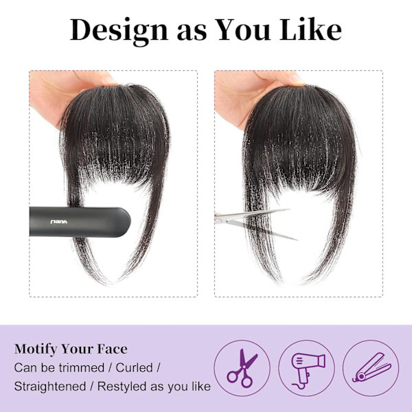 Clip-in pandehår 100 % menneskehår. Pandehårshårklips extensions