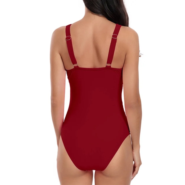 Dam badkläder strandkläder push up badkläder blommigt tryck en del baddräkter Claret, storlek XL Claret XL
