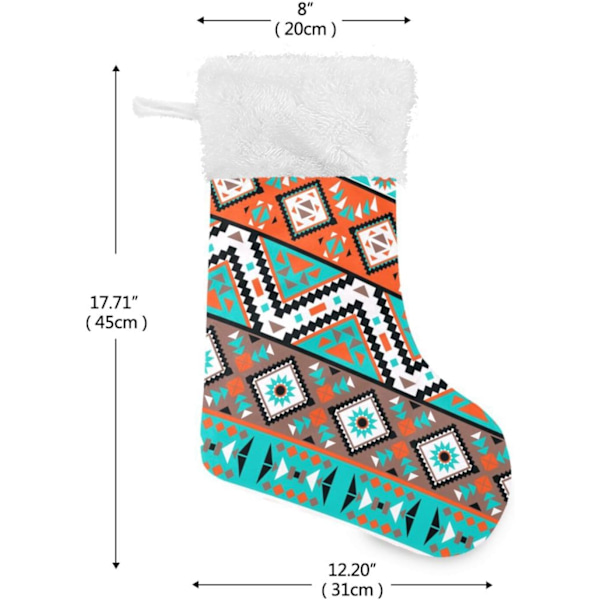 Julklapp, personliga julklappsstrumpor set om 2 Tribal Aztec tema 45,7 cm julstrumpor hängande prydnad spis för träddekoration