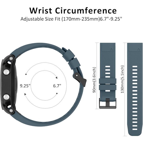 Kompatibel med Garmin Fenix ​​6 Band for kvinner og menn, 22 mm Quickfit Soft