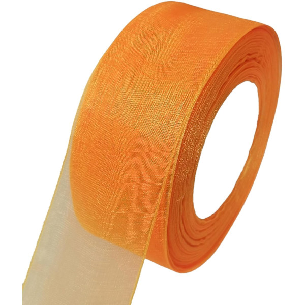 Orange Organza Bånd til Gaveindpakning 1,5 Tommer*50 Yards Gennemsigtig Chiffon Bånd
