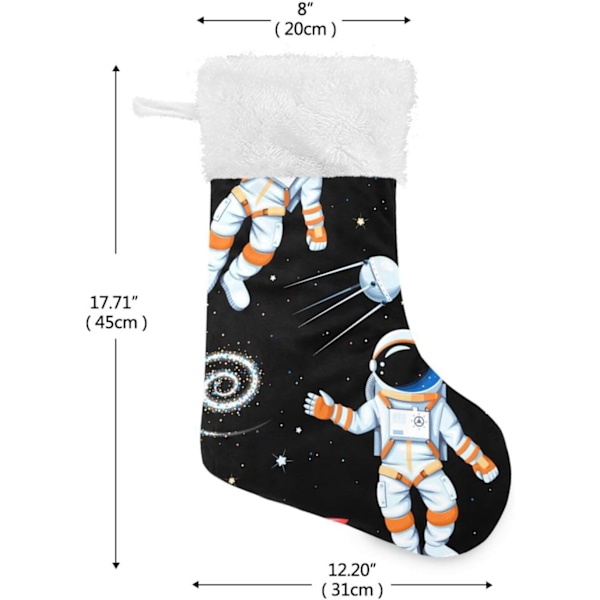 Julklapp, personliga julklappsstrumpor 2-pack Astronaut Barnlig Galaxy 18 tum Julstrumpor Hängande Ornament Eldstad för Träddekoration