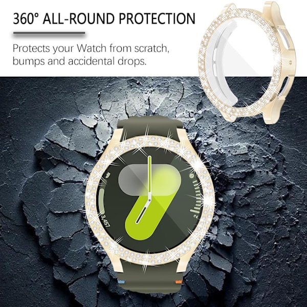 Skal Kompatibelt med Galaxy Watch 7 40mm 44mm Skärmskydd Bling Dubbel Rad Kristall Diamanter Flexibel TPU Galaxy Watch 7 Skärmskydd Tillbehör (L