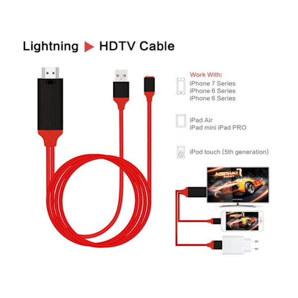 8-polet Lightning til HDMI-kabeladapter til iPhone digitalt tv