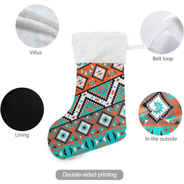 Julklapp, personliga julklappsstrumpor set om 2 Tribal Aztec tema 45,7 cm julstrumpor hängande prydnad spis för träddekoration