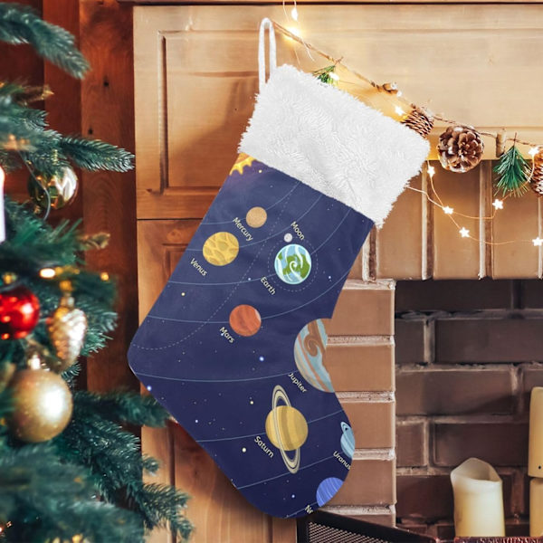 Julklapp, Personliga Julklappsstrumpor 2-pack Galaxy Cosmos Universum 45,7 cm Julstrumpor Hängande Ornament Kamin för Träddekoration