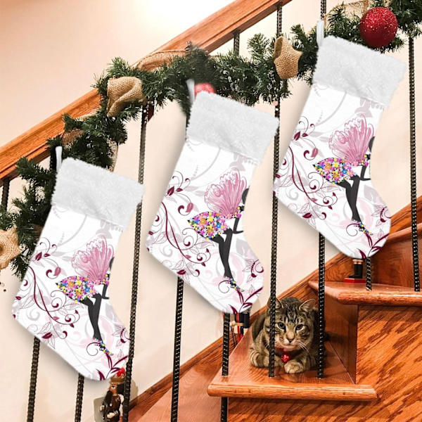 Julklapp, personliga julklappsstrumpor 2-pack Magisk älva blommor flicka fjäril 18 tum julstrumpor hängande prydnad K
