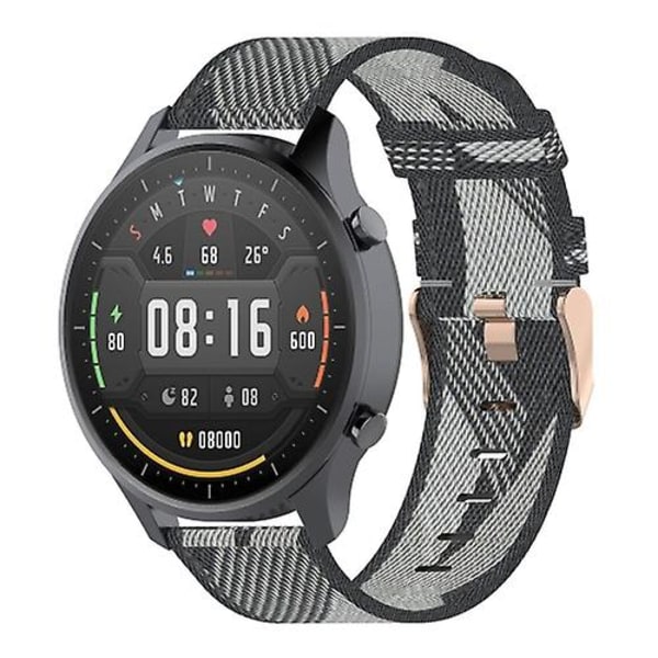22 mm Stripe Weave Nylon Armband Watch för Xiaomi Mi Watch Color, Garmin Vivoactive 4 RJW Grey