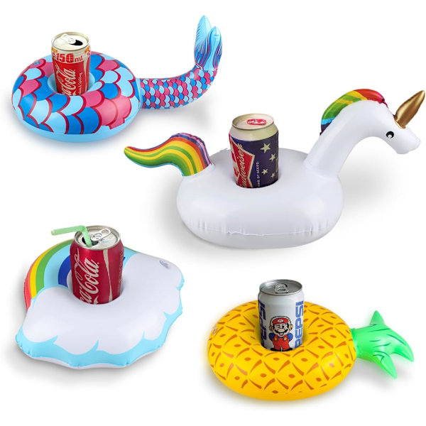 Uppblåsbara dryckeshållare för pool med miniluftpump (11-pack)