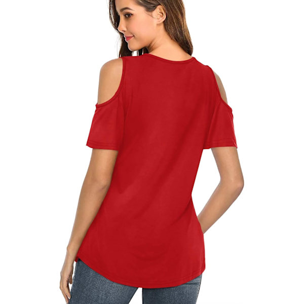 Dam sommar t-shirts V-ringad kall axel tunika toppar blusar skjortor
