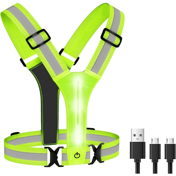 LED-refleksvest USB-oppladbar løpeutstyr nattlys opp vest