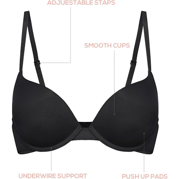 Kvinnors Push Up BH Plunge Full Coverage T-shirt BH Bekväma Vadderade