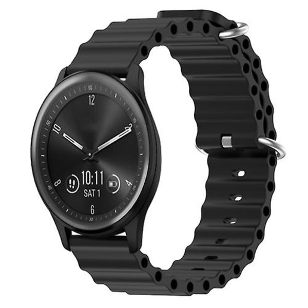 Til Garmin Vivomove Sport 20mm Ocean Style Silikone Solid Color Watch Band CHP Black