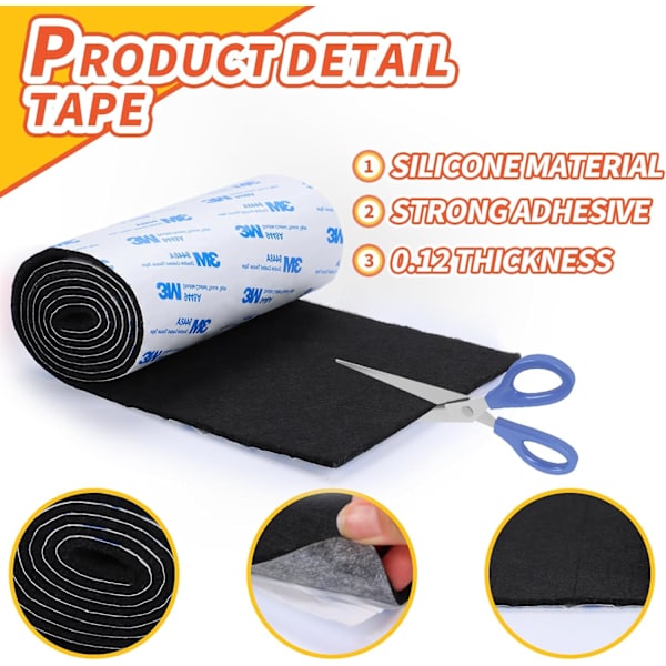 Möbeldynor i filt, kraftig filtremsa med självhäftande baksida Filtkuddar  Klippbar filttape för att skydda trägolv (5 x 120 x 0,12