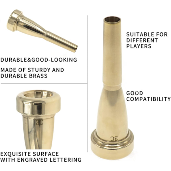 Guldpläterad 3C Trumpet Munstycke - Metall Trumpet Tillbehör
