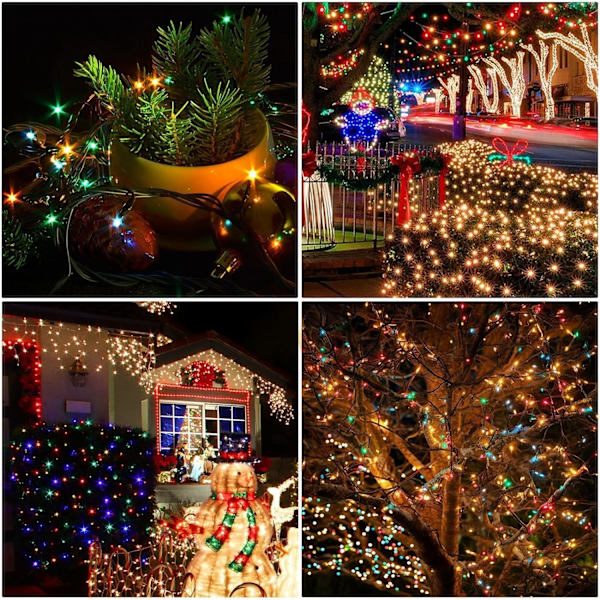 6-pack solcellslingor, 600 LED extra långa 264 fot solcellsjulbelysning utomhus vattentät, 8 lägen flerfärgade LED-julbelysning för