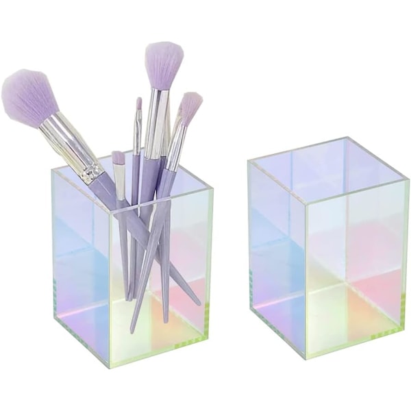 Rinbow crylic ncil Holder 2 Pcs Irideent Mkeup Brush Holder Cler ncil Orgnizer for Desktop