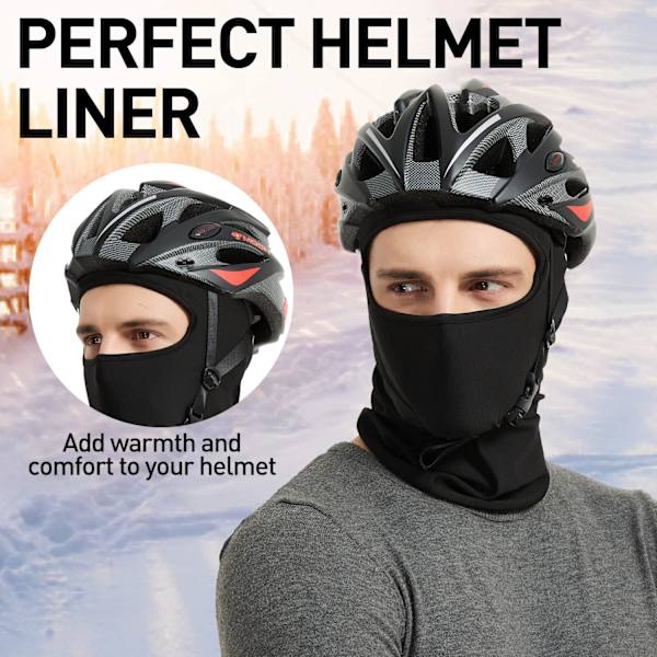 Vinter termisk motorsykkelmaske - Pustende fleecefôr for ski, løping, sykling