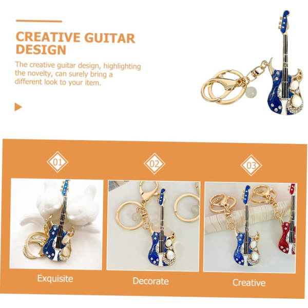 4 stk. Guitar nøglering nøgledekoration Guitar nøglering taske hængende dekoration Sjov nøglering nøglering pung hængende ornament nøglering instrument nøglering