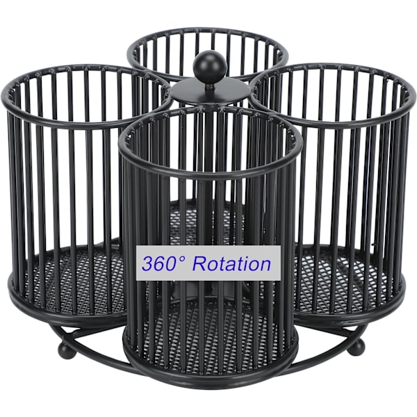 Blck ncil Holder Orgnizer ,30 Rotting n Holder for Desk Orgnizer ,Strong Metl 4 Cups Lrge Cpcity Desktop Sttionery Orgnizer for Black
