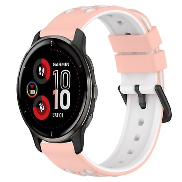 För Garmin Venu 2 Plus 20mm Tvåfärgat Poröst Silikon Armbandsur UBT Pink-White