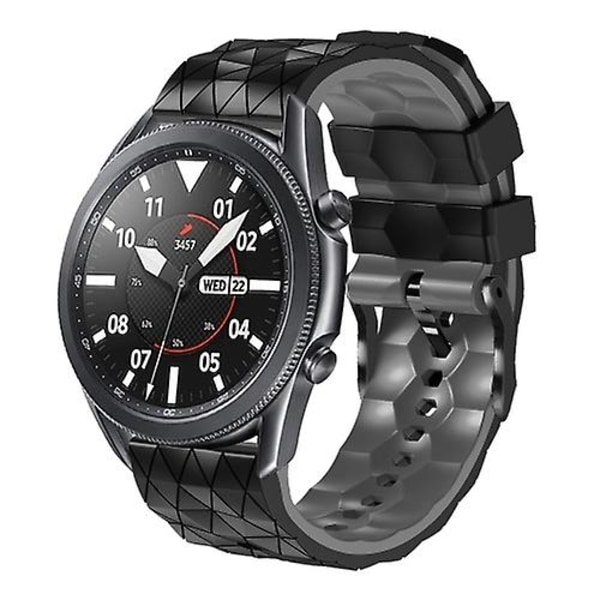 För Ticwatch Pro X 22 mm fotbollsmönster Tvåfärgs silikonrem IMW Black-Grey