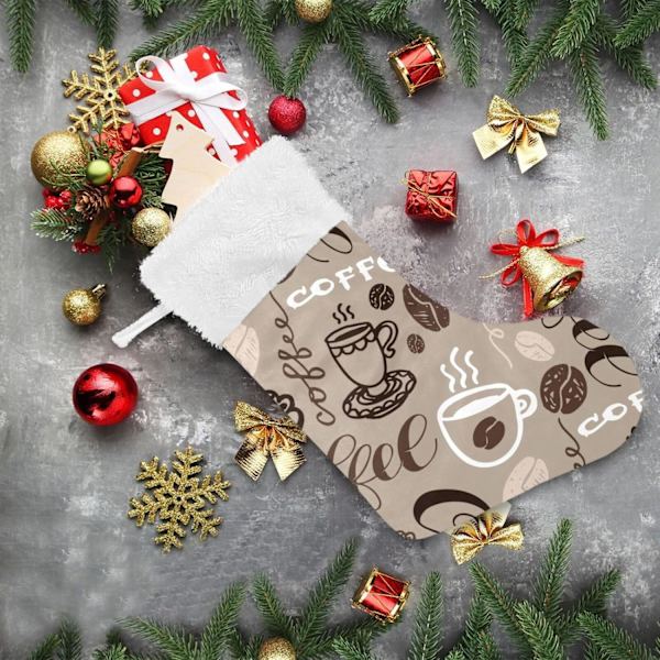 Julklapp, personliga julklappsstrumpor 2-pack Kaffeekonst 45,7 cm Julstrumpor Hängande Ornament Kamin för träddekoration 17,7