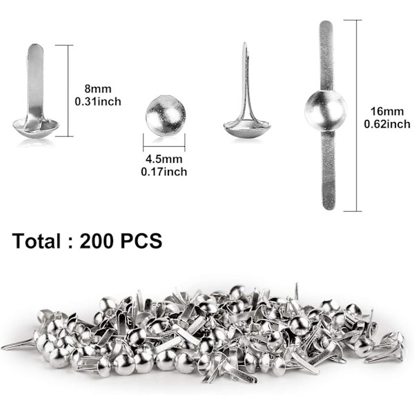200 stk delte stifter - metallpapirfester Mini Brads