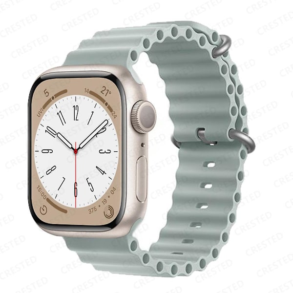 Ocean Armband för Apple Watch Band 44mm 40mm 45mm 41mm 49mm 42mm 38mm Smartwatch Silikon Armband Iwatch Ultra Serie 7 6 3 Se 8 Garnet 42 44 45 49mm