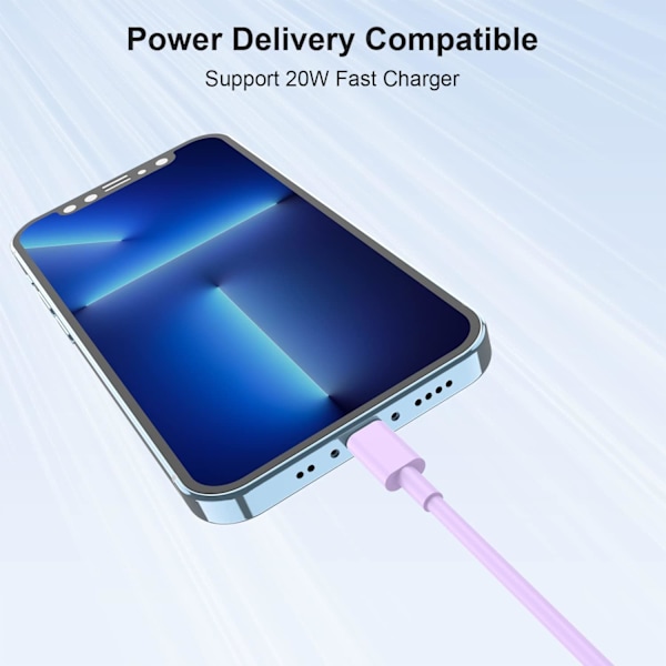 (4-pack Apple Mfi-certifierad) USB C till Lightning-kabel
