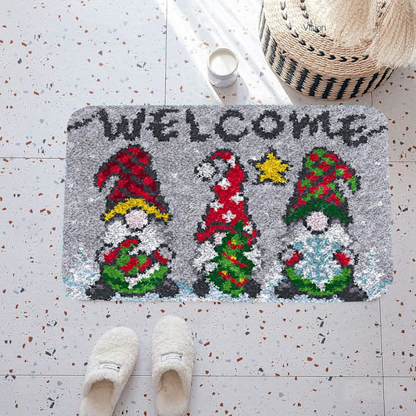 SKTWOE Latch Hook Rug Kits för vuxna Jul Rug Making Kits Tryckt Canvas Tapestry Kits Broderi Kits DIY Virka Garn Kits för nybörjare