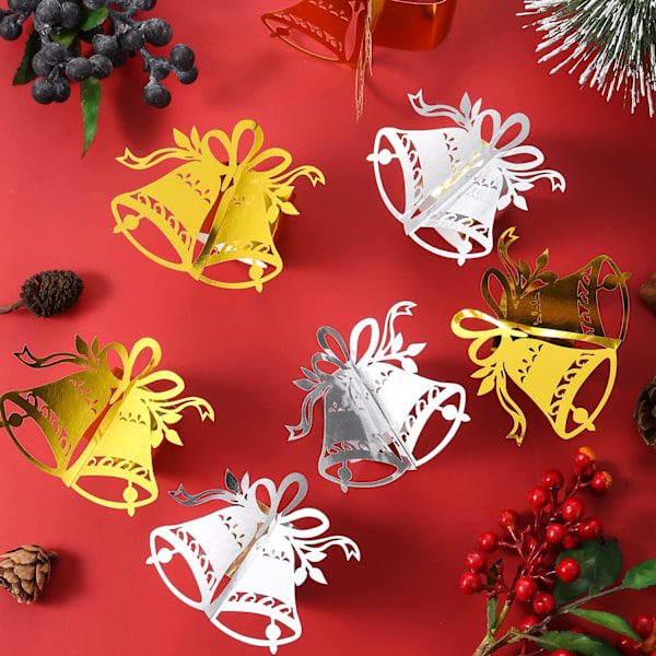 50 stk. Engangs Jingle Bell Servietringe i Papir, Ringe til Bordet