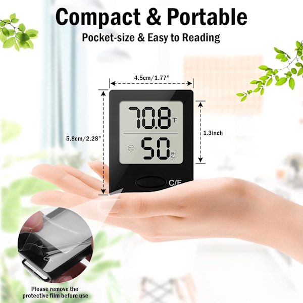 Digitalt Rumtermometer og Hygrometer - Sort