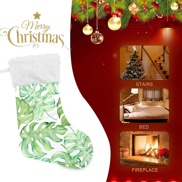 Julklapp, Personliga Julklappsstrumpor 2-pack Eukalyptusblad Tropiska Växter 8 18 tum Julstrumpor Hängande Ornament Kami