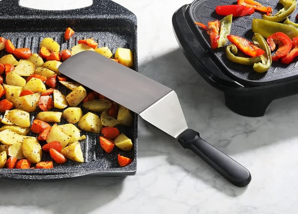 wxsp Sort spatel i rustfrit stål - Teppanyaki spatel - Udendørs grillning - 37