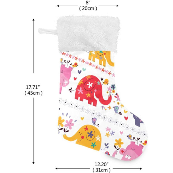 Julklapp, Personliga Julklappsstrumpor 2-pack Regnbåge Elefant Söt Skogsdjur 45,7 cm Julstrumpor Hängande Ornament Kamin