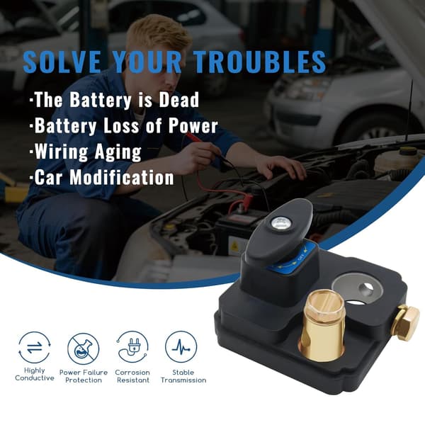 2 Batteriafbrydere 12V 24V, Kraftig Batteriafbryder, Batteristrømafbryder Isolator Kill Switch, Batteri Kill Switch til Bil, Autocamper og
