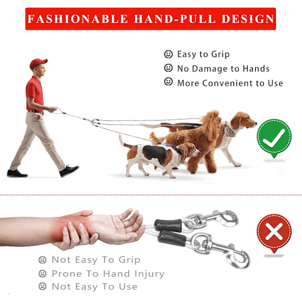 Hundeutstyr-kabel delt av flere hunder 15ft Dog Runner for Yard