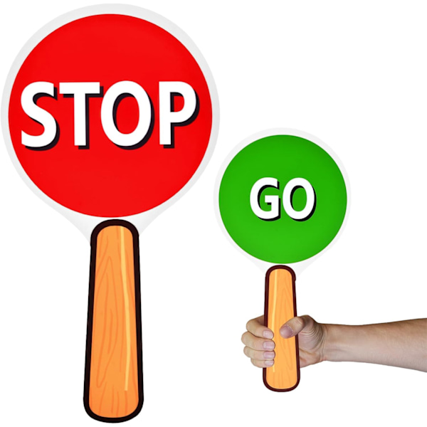 Dobbeltsidet Stop og Go Trafik Paddle - 6,3x11,8 tommer