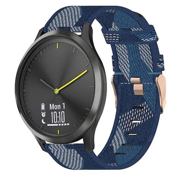 Til Garmin Vivomove Hr Sport 20mm Nylon Flettet Rem TFR Blue