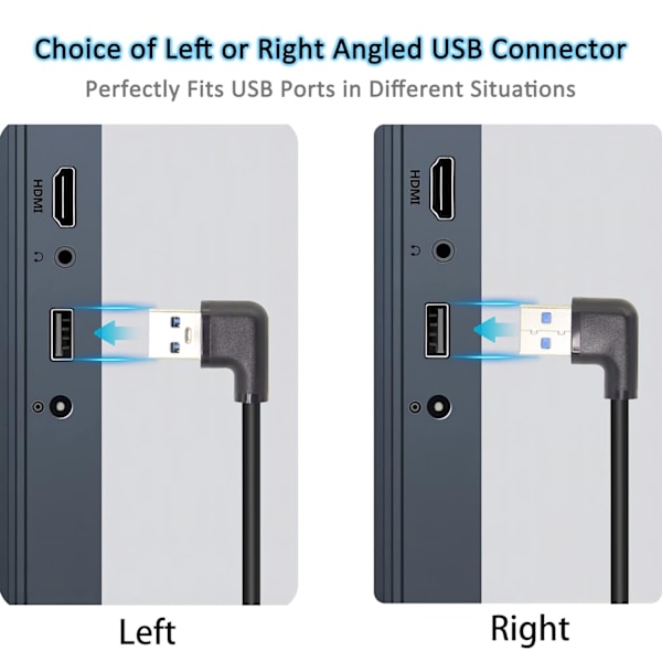 Højre vinkel USB 3.0 forlængerkabel, Superspeed 90