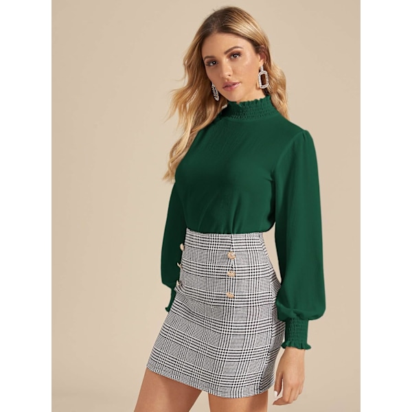 Kvinners blomstermønstrede langærmet mock neck elegante arbeidsbluse topper skjorter