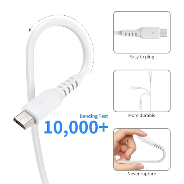 1FT Micro USB-kabel Kort. 5-pack USB till Micro USB-sladd Snabb