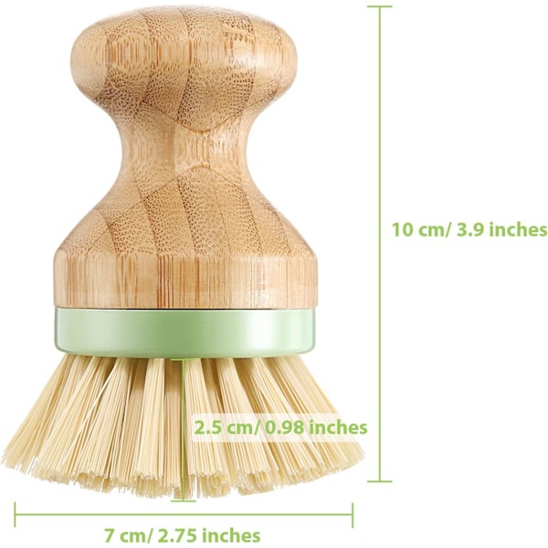 4 bitar bambu mini skrubbborste Kokosborst Pottborstar Skål